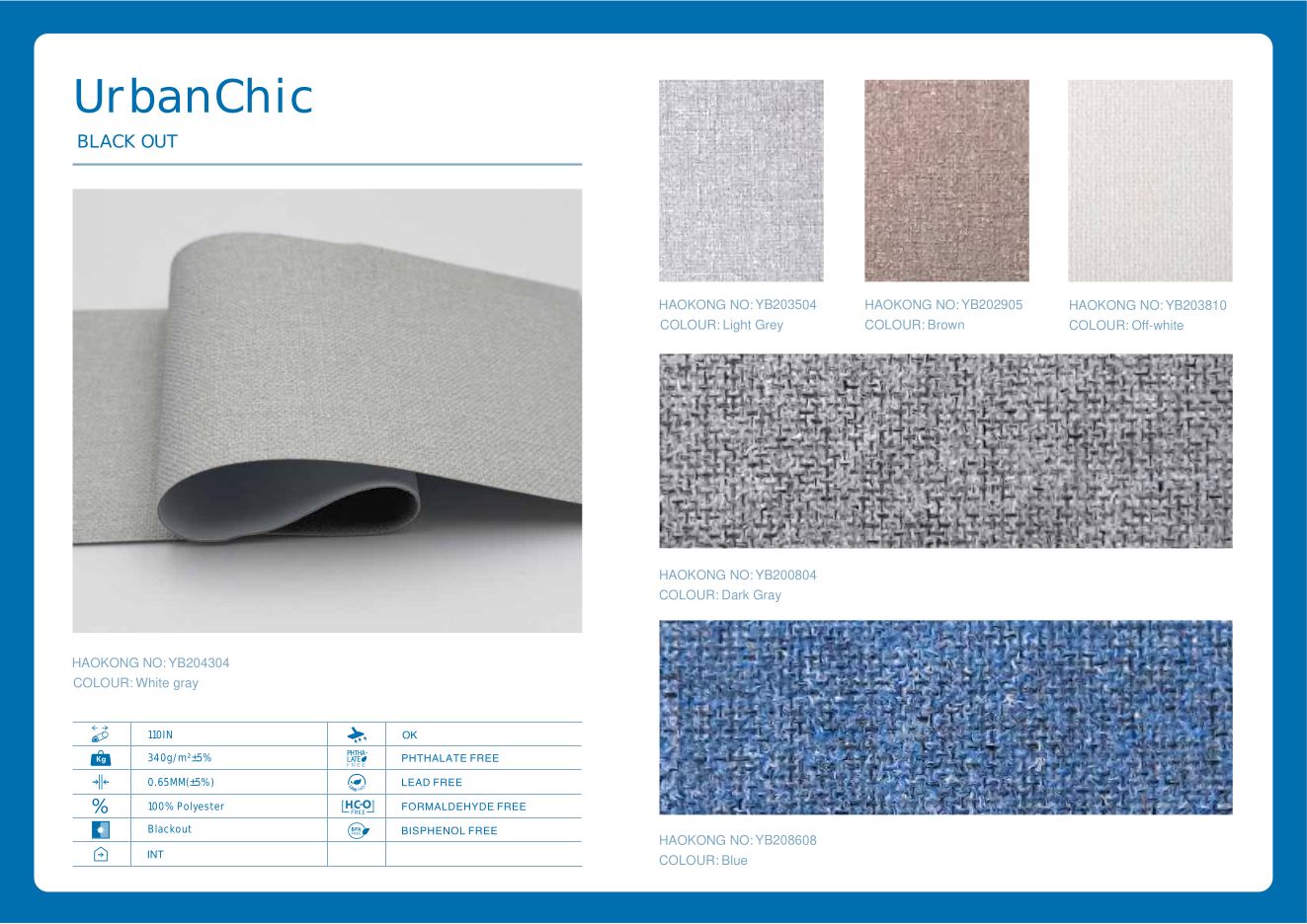 UrbanChic Blackout Roller supplier fabric sheet
