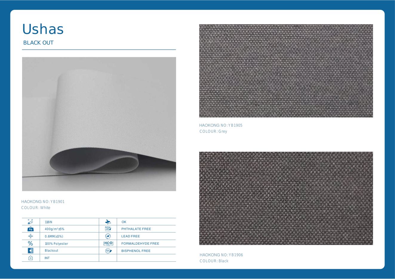 Ushas Blackout Roller supplier fabric sheet