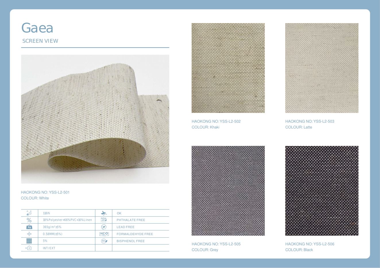Gaea Screen View supplier fabric sheet