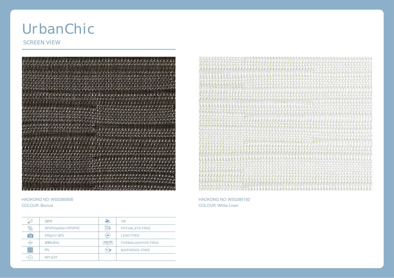 UrbanChic Screen View supplier fabric sheet